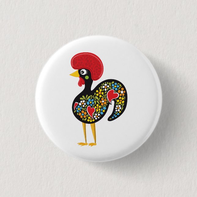 Famous Rooster of Barcelos Portugal Nr. 07 3 Cm Round Badge (Front)