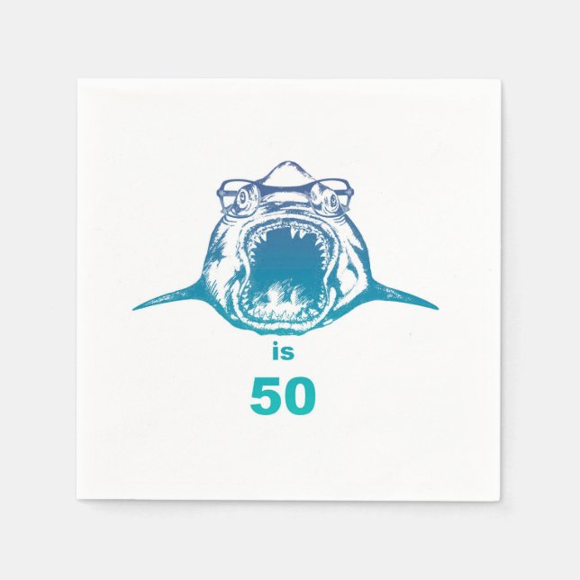 Famous Shark is 50 cocktail napkin (Front)