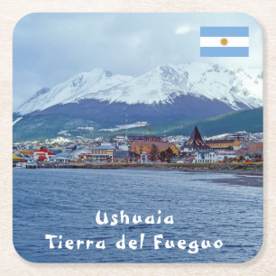 Famous Ushuaia - Tierra del Fuego, Argentina Square Paper Coaster
