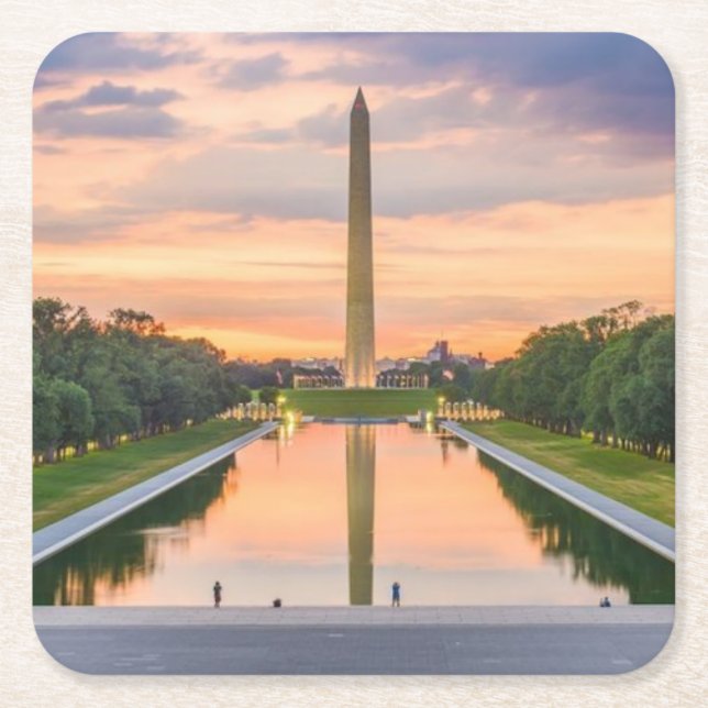 Famous Washington Monument Square Paper Coaster (Front)