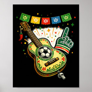 Fan Art - Guitar And Soccer Mexico Poster