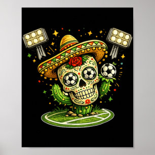 Fan Art - Skull And Soccer Mexico Poster