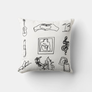 Fan Art Taylor Eras Line Drawing Throw Pillow