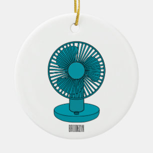Fan cartoon illustration  ceramic ornament
