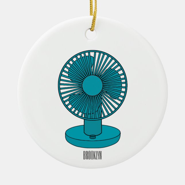 Fan cartoon illustration  ceramic ornament (Front)