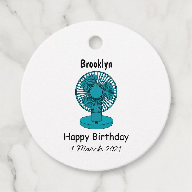 Fan cartoon illustration favour tags (Front)