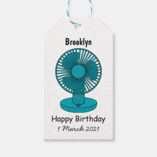 Fan cartoon illustration gift tags