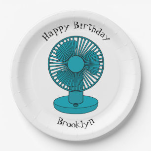 Fan cartoon illustration paper plate