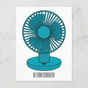 Fan cartoon illustration  postcard