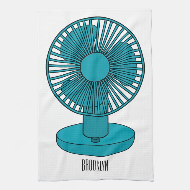 Fan cartoon illustration  tea towel (Vertical)