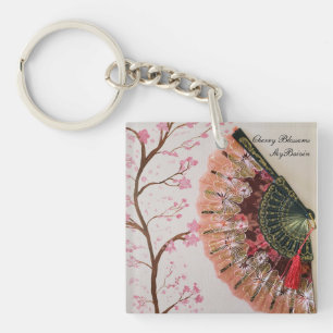 "fan collection" cherry blossoms by sky boivin key ring
