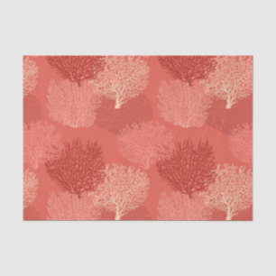 Fan Coral Print, Shades of Coral Orange Tissue Paper