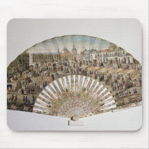 Fan depicting the Plaza de la Cebada, Madrid Mouse Pad
