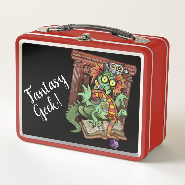 Fan Dragon "Fantasy Geek!" Metal Lunch Box (Front)