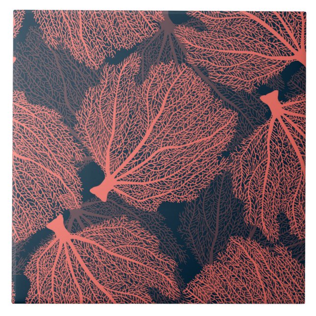 Fan living colral ceramic tile (Front)