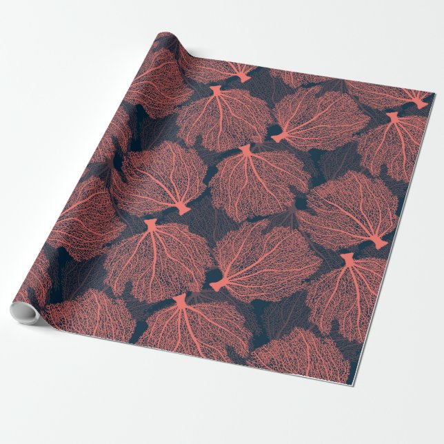Fan living colral wrapping paper (Unrolled)