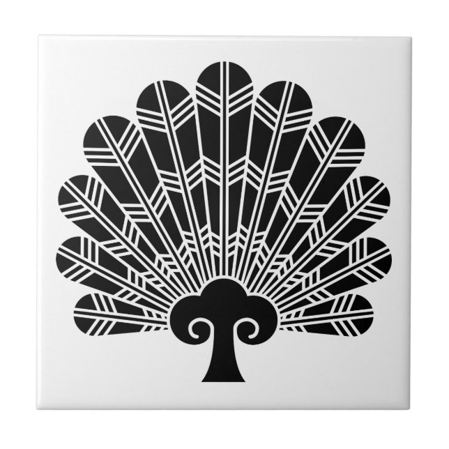 Fan of hawk feathers ceramic tile (Front)