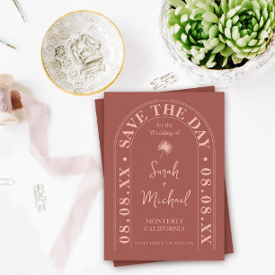 Fan Palm Leaf Tropical Bright Summer Save The Date Invitation