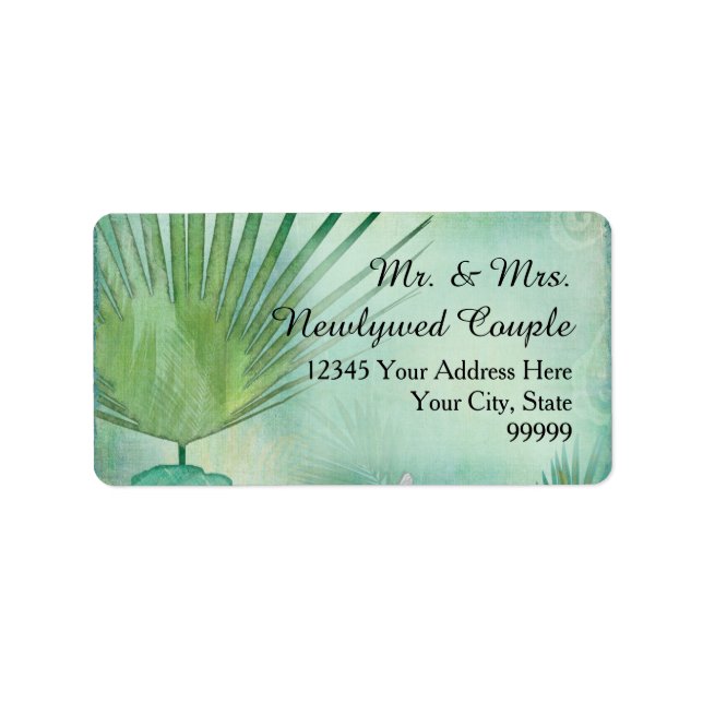 Fan Palm Tropical Jungle Leaves Modern Address Label (Front)