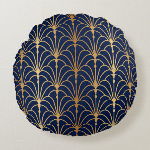 Fan seamless pattern. Chinese, Japanese style. Tra Round Cushion