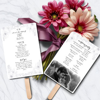 Fan-tastic Wedding: Elegant Floral Outline Paddle  Hand Fan