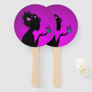 Fan The woman butterflies violet
