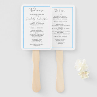 Fan Wedding Program Template White Rectangle