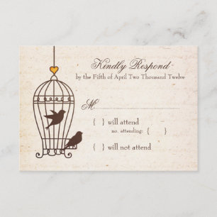 Fanciful Bird Cage - Autumn Orange Wedding RSVP Card