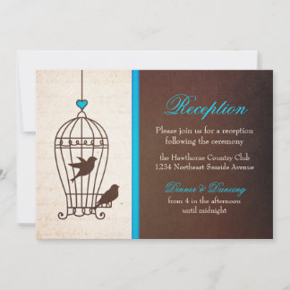 Fanciful Bird Cage - Chocolate & Teal Reception Invitation