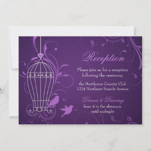 Fanciful Birdcage & Swirls Aubergine Reception Invitation