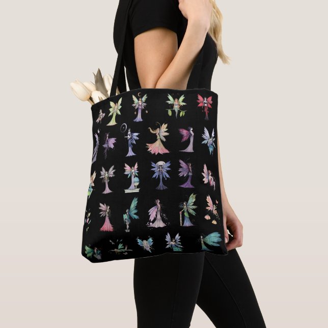 Fanciful Fairies Fun Colourful Fairy Fantasy Art Tote Bag (Close Up)
