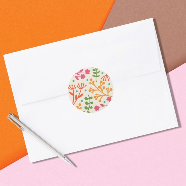 Fanciful Floral Greenery Classic Round Sticker (Creator Uploaded)