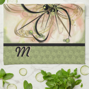 Fanciful Flower Monogrammed (Tea Towel) Tea Towel
