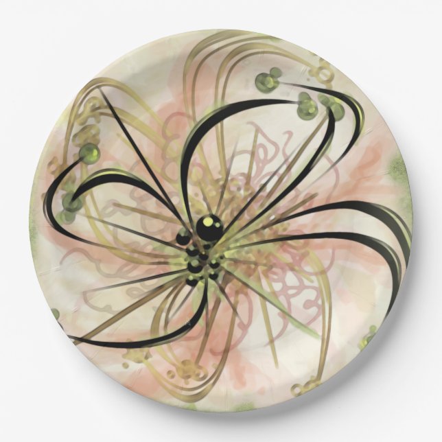 Fanciful Flower Paper Plate (Front)