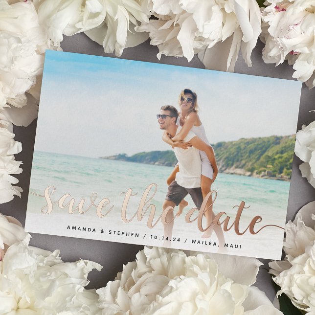 Fanciful Foil Script Wedding Save the Date Card (Creator Uploaded)