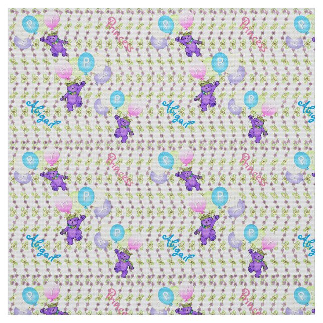 Fanciful Happy Balloon Bears Fabric (Swatch)