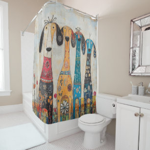 Fanciful Long Tall Hound Dogs Shower Curtain