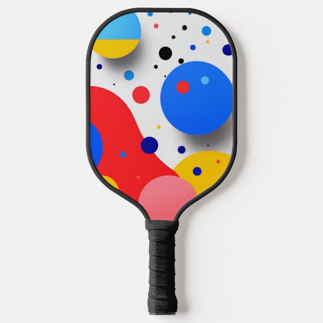 Fanciful rounded shapes in primary colours	 pickleball paddle (Front)