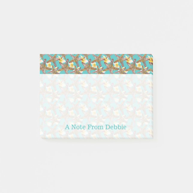 Fanciful Starfish Pattern | Add Your Name Post-it Notes (Front)