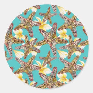 Fanciful Starfish Pattern Classic Round Sticker