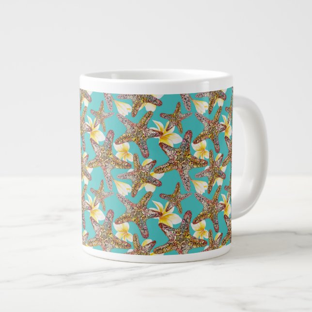 Fanciful Starfish Pattern Large Coffee Mug (Front Right)