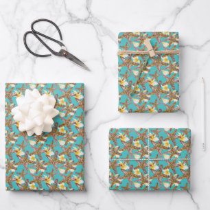 Fanciful Starfish Pattern Wrapping Paper Sheet