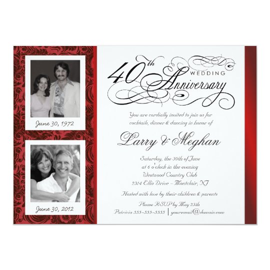 Fancy 40th Anniversary Invitations - Then & Now  Zazzle