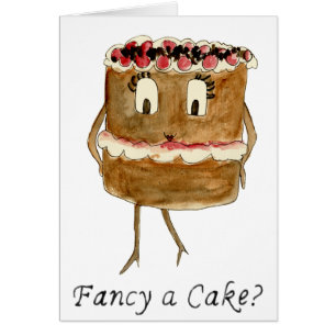 Fancy a Cake Funny Chocolate Cake Quirky Cartoon