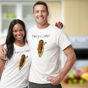 Fancy a Cake Funny Chocolate Eclair Quirky Art T-Shirt
