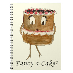 Fancy a Cake Funny Chocolate Quirky Slogan Humour Notebook