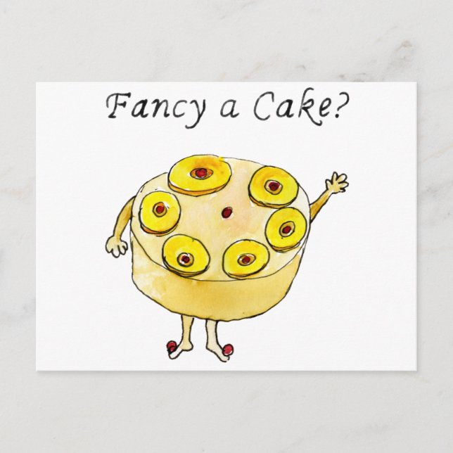 Fancy a Cake Funny Pineapple Upside Down Weird Art Postcard (Front)