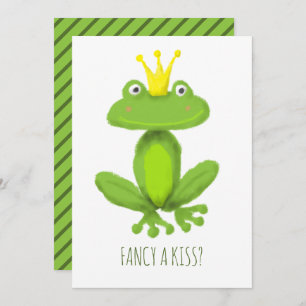 Fancy a kiss frog prince cartoon Valentines's day Holiday Card