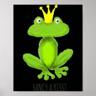 Fancy A Kiss Frog Prince Cartoon Valentiness Day T Poster