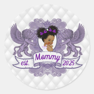 Fancy African Baby Girl Purple White Princess  Classic Round Sticker
